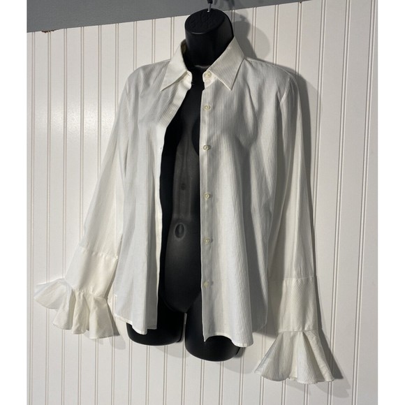 Lauren Ralph Lauren | Button Down Bell Sleeve Blouse - Picture 1 of 6